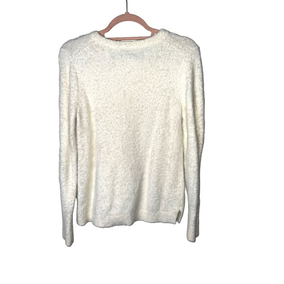 Old Navy Cream Textured Fuzzy Knit Crewneck Sweater XS Womens - Picture 2 of 3